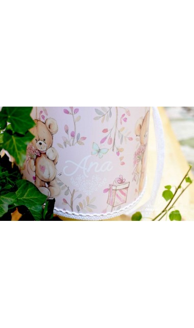 Trusou botez cu ursuleti roz si broderie personalizata Teddy Bear Pink 14